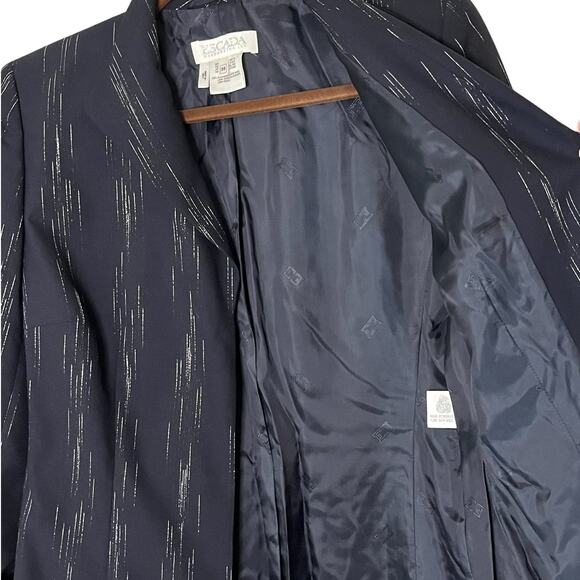 Vintage Escada Long Black Blazer Striped with Silver Size 38 (Small) - Picture 4 of 13